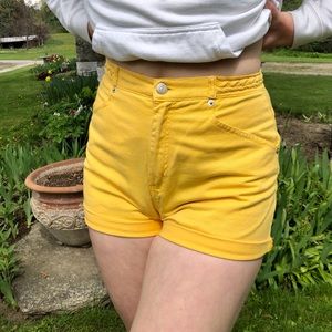 Yellow jean shorts